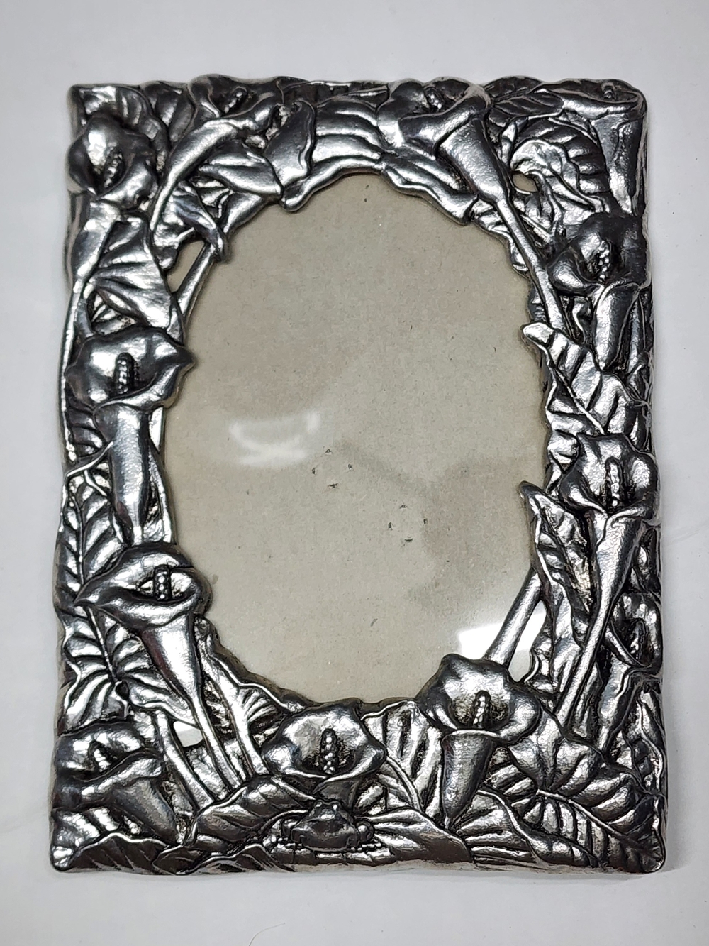 Vintage Pewter Picture Photo Frame 5x7 Arthur Court Calla Lily Frog Garden '93